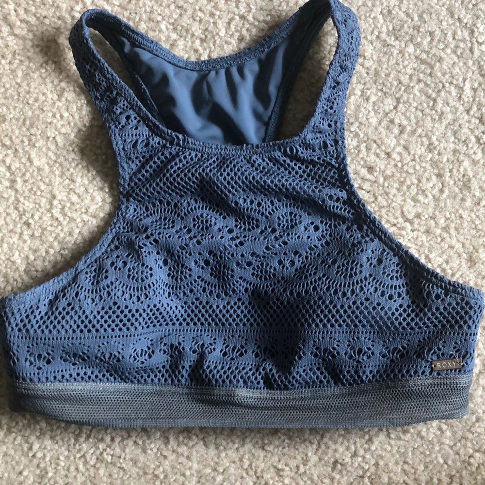 Roxy blue lace high neck bikini top Small surfer